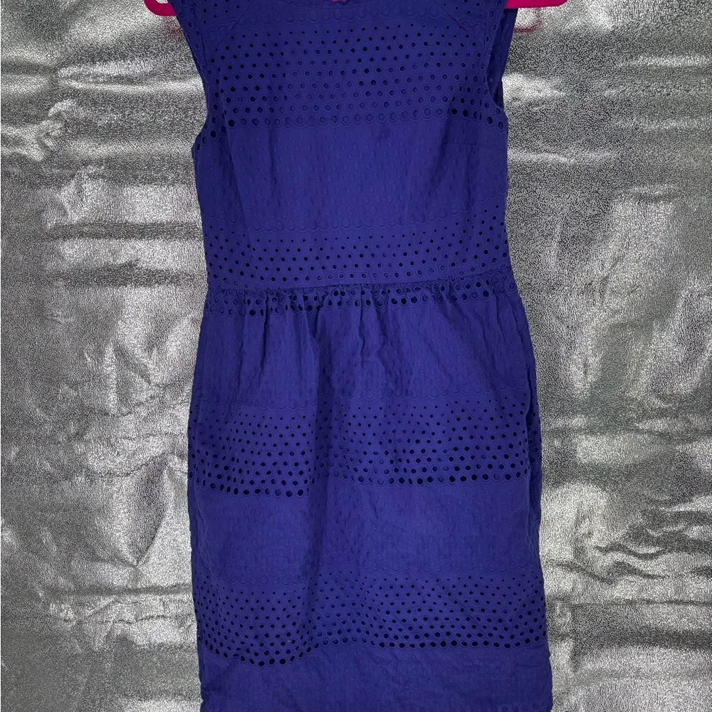 J. Crew Purple Eyelet Cotton A-Line Dress